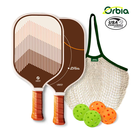 Orbia Sports Pickleball Paddles with 2 Rackets 4 Balls and Net Bag Lightweight Glass Fiber Pickleball Racquets Pickleball Racket